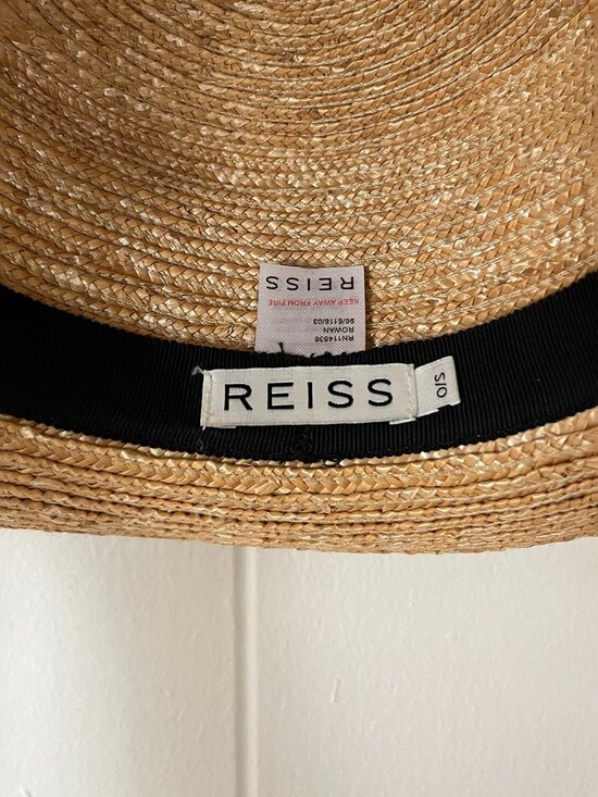 REISS Classic Straw Boater Hat with Black Band main image 4